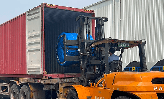 Forklift loading cargo